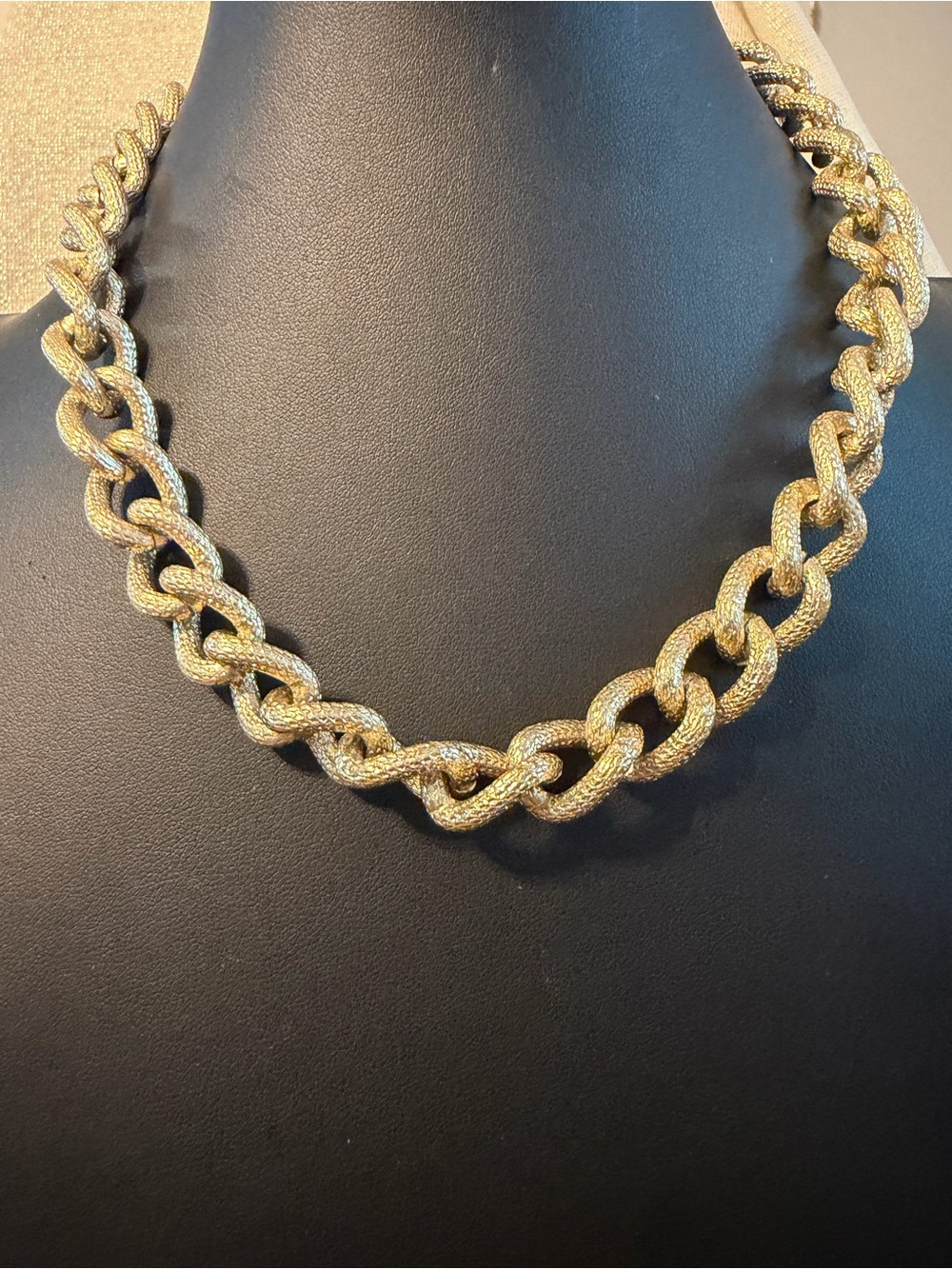 Gold-Tone Textured Link Necklace - Women's Jewelry